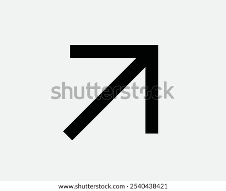 Northeast Pointing Direction Navigation Point Arrow Arrowhead Aim Location Upward Right Up Above Path Sign Icon Shape Outline Black White Vector