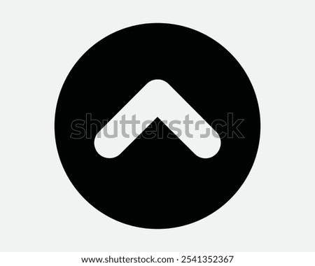 Up Round Caret Arrow Pointing Upwards Up Above North Straight Ahead Swipe Gesture Orientation Point Icon Sign Shape Line Outline Black White Vector