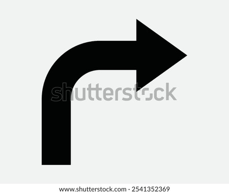 Turn Right Direction Path Route Location Position Travel Guide Navigation GPS Map Help Aid Road Traffic Sign Icon Shape Outline Black White Vector