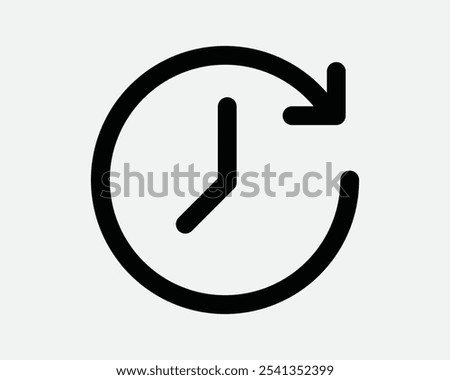 Time Repeat Timer Circle Circular Deadline Clock Stopwatch Arrow Round Around Refresh Again Cycle Recycle Sign Icon Shape Outline Black White Vector