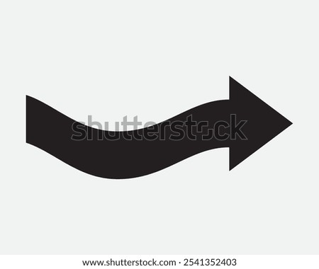 Right Arrow Wave Wavy Curve Pointing East Point Path Direction Navigation Orientation Position Aim Beside Black White Vector Sign Icon Shape Outline