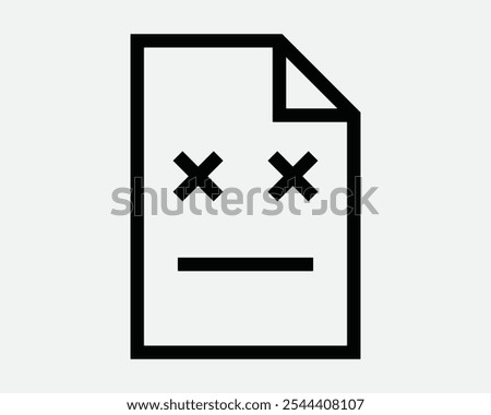 File Problem Issue Corrupted Damaged Damage Folder Document Emoji Dead Virus Deleted Corrupt Sheet Paper Sign Icon Shape Outline Black White Vector