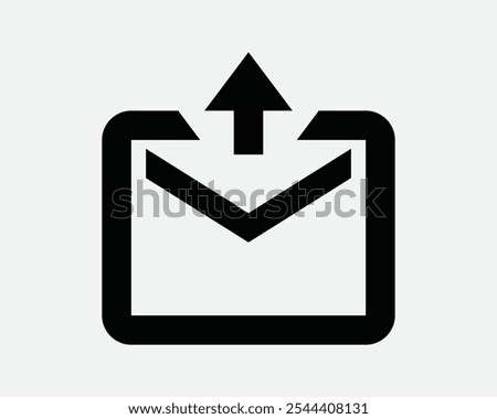 Email Outbox E Mail Send Sent Out Arrow Point Letter Postal Post Envelope Attachment Correspondence Sign Icon Shape Outline Black White Vector