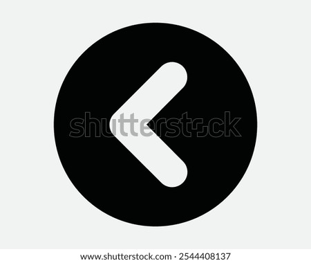 Left Round Caret Arrow Circle Button Side Swipe Previous Page Before West Beside Gesture Direction Aim Icon Sign Shape Line Outline Black White Vector