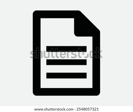 Document File Paper Doc Word Fold List Form Archive Report Note Contract Folder Web Website App Message Icon Sign Shape Line Outline Black White Vector