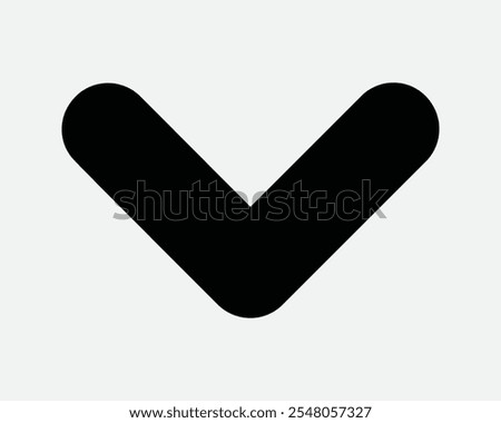 Down Caret Arrow Pointing South Point Pointer Scroll Swipe Gesture Downward Below Under Orientation Icon Sign Shape Line Outline Black White Vector