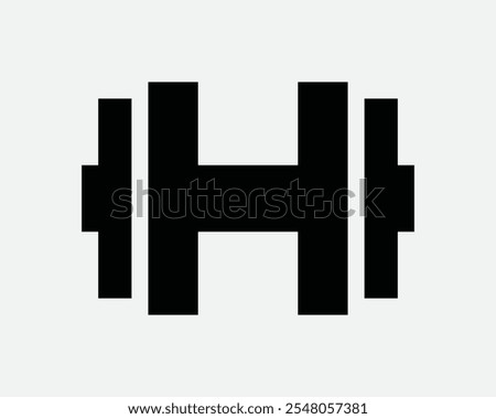 Dumbell Workout Gym Equipment Weights Bodybuilding Health Strenght Arm Muscle Fitness Barbell Exercise Sign Icon Shape Outline Black White Vector