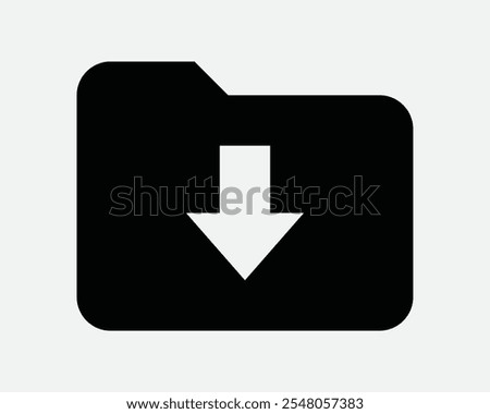 Download File Folder Document Storage Down Load Loading Save Doc Organize Portfolio Point Pointer Paper Sign Icon Shape Outline Black White Vector