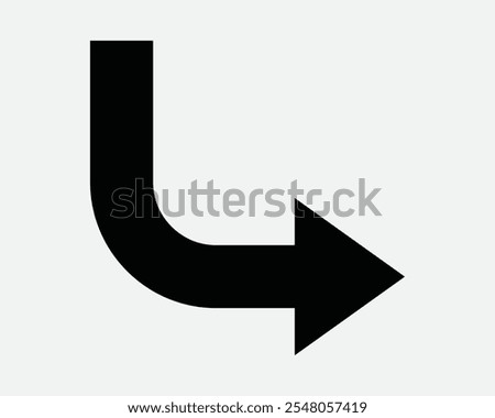 Down Right Under Below Turn Reverse Backout Back Next Previous Path Route Direction Arrow Point Pointer Sign Icon Shape Outline Black White Vector