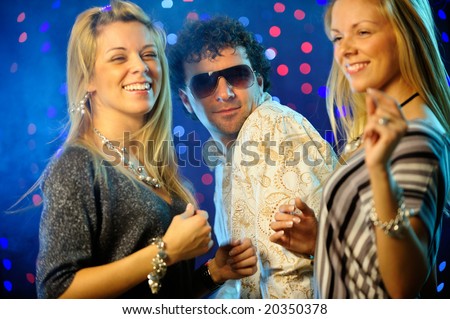 Friends partying in the club