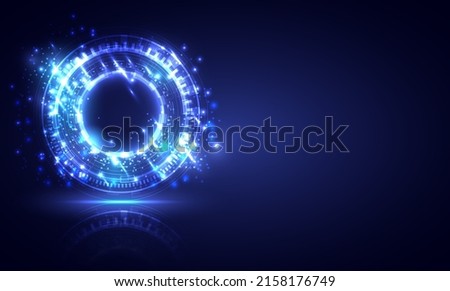Abstract hi-tech background. luminous swirling. Glowing spiral cover. Halo around. Power isolated. Sparks particle. Space tunnel. LED color ellipse. Glint glitter. Sci-fi technology HUD circle