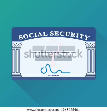 American security card with its social security number (flat design)