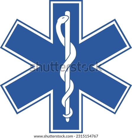 Symbol of the cross with the caduceus of an ambulance (cut out)