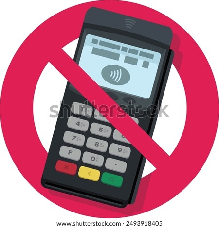 Contactless payment terminal ban symbol in flat design style (cut out)