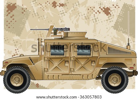 Humvee Military Vehicle With Heavy Machine Gun Stock Vector ...