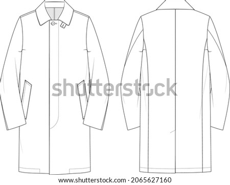 Men's Raincoat with Pockets and Collar Tab