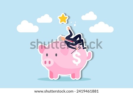 Pension plan for senior retiree, retirement savings fund, IRA, Roth or 401K, wealth management for elderly concept, happy elderly old man relax lay down on wealthy piggy bank pension fund.