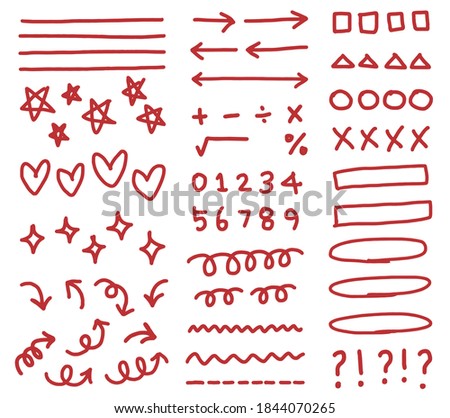 hand drawn lines. Arrows, circle, stars, lines, icon, drawing, element, Vector