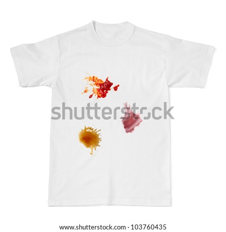 Collection Of Various Food Stains From Ketchup, Coffee And Wine On ...