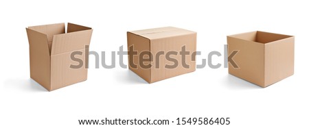 Similar – Image, Stock Photo Open brown cardboard box with the inscription!
