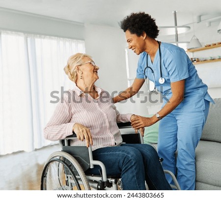 Similar – Image, Stock Photo Woman helping senior woman dress in her bedroom