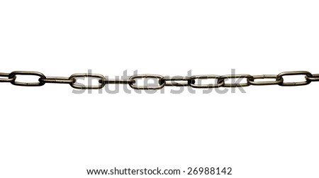 close up of single chain line on white background with clipping path