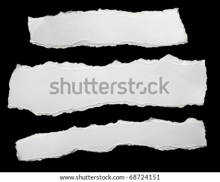 Collection Of White Ripped Pieces Of Paper On Black Stock Photo ...