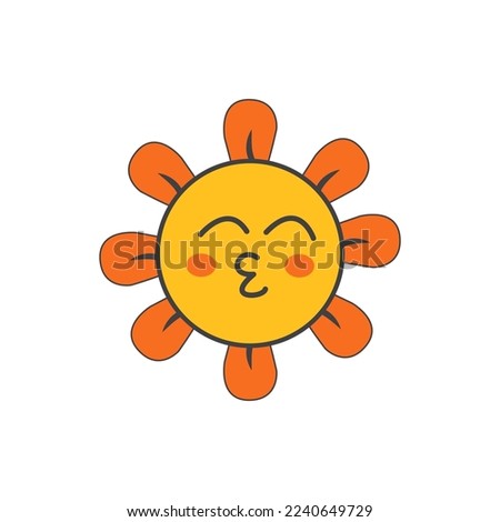 Vector illustration of Sun icon with smiling and kissing lips