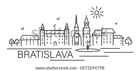 Bratislava on vector illustration with landmarks of this town
