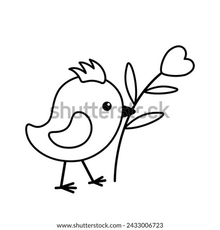Coloring book with nestling. Black and white nestling. Color me. Isolated vector illustration eps