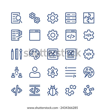 Icon set for software development. Outline icons for web and app developer. Vector, outline, illustration, eps 10