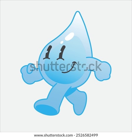 Playful blue water droplet character