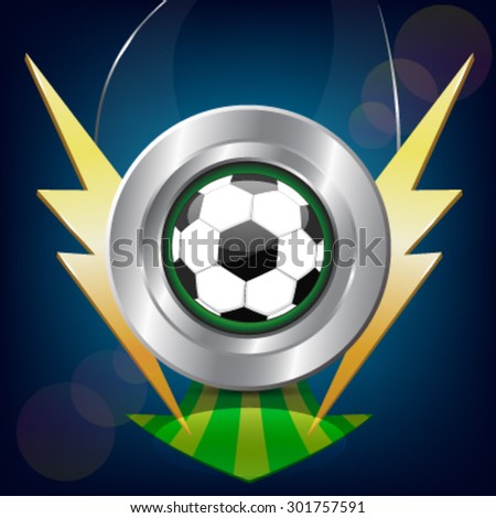 Soccer ball with thunder metal ring on Sport background vector, Illustration