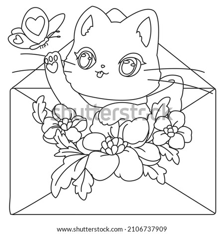 Cute anime cat coloring pages