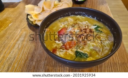 'Mie Tek Tek' is noddle that naming stems from the way the merchant goes around while ringing the bamboo as a sign that he is passing. Indonesian food. Stok fotoğraf © 