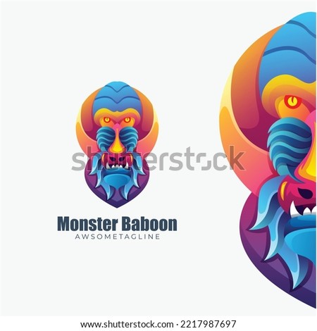 baboon colorful logo design template
