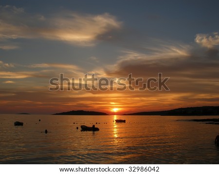 Sunset reflection on Croatia sea with clouds (see more travel photo in my folio)