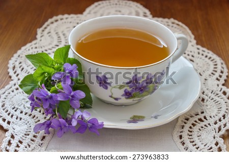 china tea cup with violets
