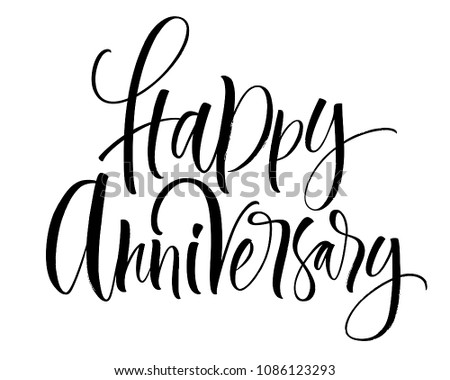 happy anniversary lettering handwritten modern calligraphy brush