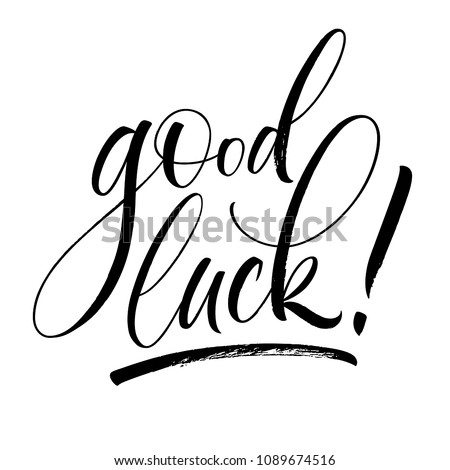 Good Luck lettering. Handwritten modern calligraphy, brush painted letters. Vector illustration. Template for greeting card, poster, logo, badge, icon, banner, tag Сток-фото © 