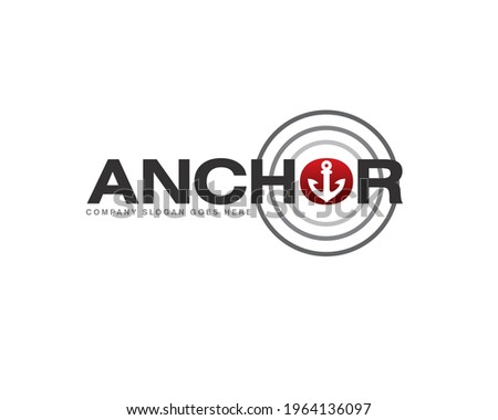 anchor wordmark logo with curve orbit ground element