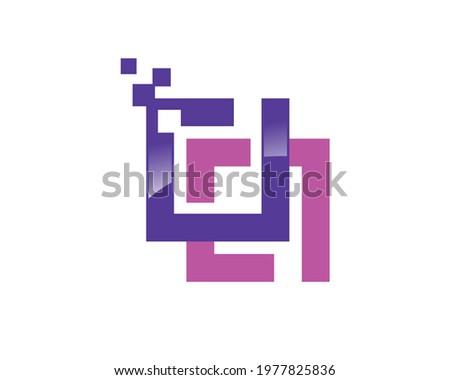 monogram anagram pictogram of initial letter d a digital as data logo	
