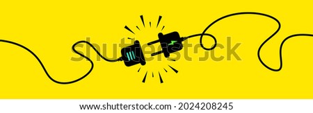 Electric socket with a plug. Connect and disconnect  concept. Electric plug and outlet socket unplugged.