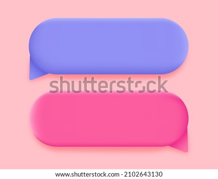 Set of minimal blank 3d chat boxes sign. 3d vector speech bubble illustration.