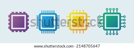 Electronic chip vector icon isolated. Circuit board icon set in gradient colors.