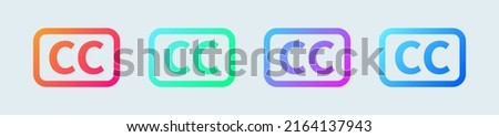 Closed captioning icon in gradient colors. Vector illustration.