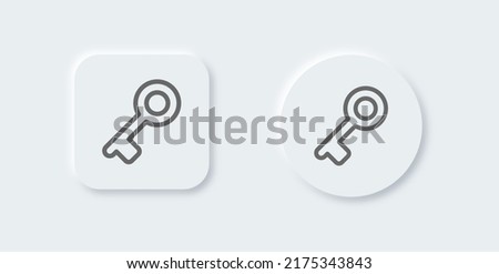 Key line icon in neomorphic design style. Opener signs vector illustration.