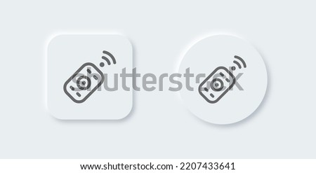 Remote line icon in neomorphic design style. Wireless control signs vector illustration