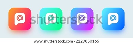Mention solid icon in square gradient colors. Tag signs vector illustration.