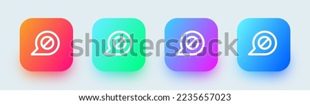 Block chat line icon in square gradient colors. Message signs vector illustration.